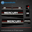 Mercury 20 hp decals 1989 1990 1991 20hp