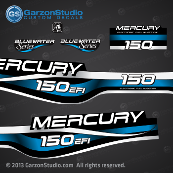 1994 1995 1996 1997 1998 1999 MERCURY 175 hp decal set design II 150hp EFI bluewater series part number 809687A99 DECAL SET DECAL SET (150 XL/CXL BLUEWATER) 