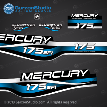 1994 1995 1996 1997 1998 1999 MERCURY 175 hp decal set design II 175hp EFI bluewater series part number 809688A99 DECAL SET DECAL SET (175 XL/CXL BLUEWATER) 