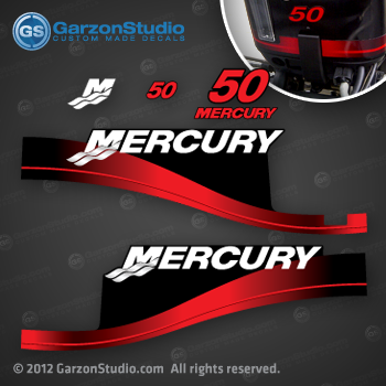 1999 2000 2001 2002 2003 2004 2005 2006 MERCURY 50 hp decal set red decals cowling graphics oil window